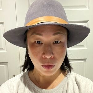 Vintage Gray Fedora Hat with Tan Band